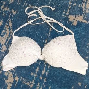 Victoria's Secret White Sequin Bikini Top